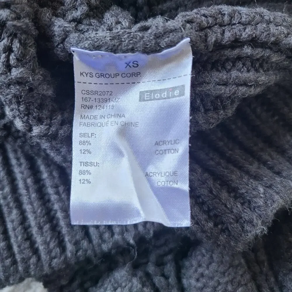 Elodie Bubble Sleeve Pullover Gray Sweater Women's Size XS